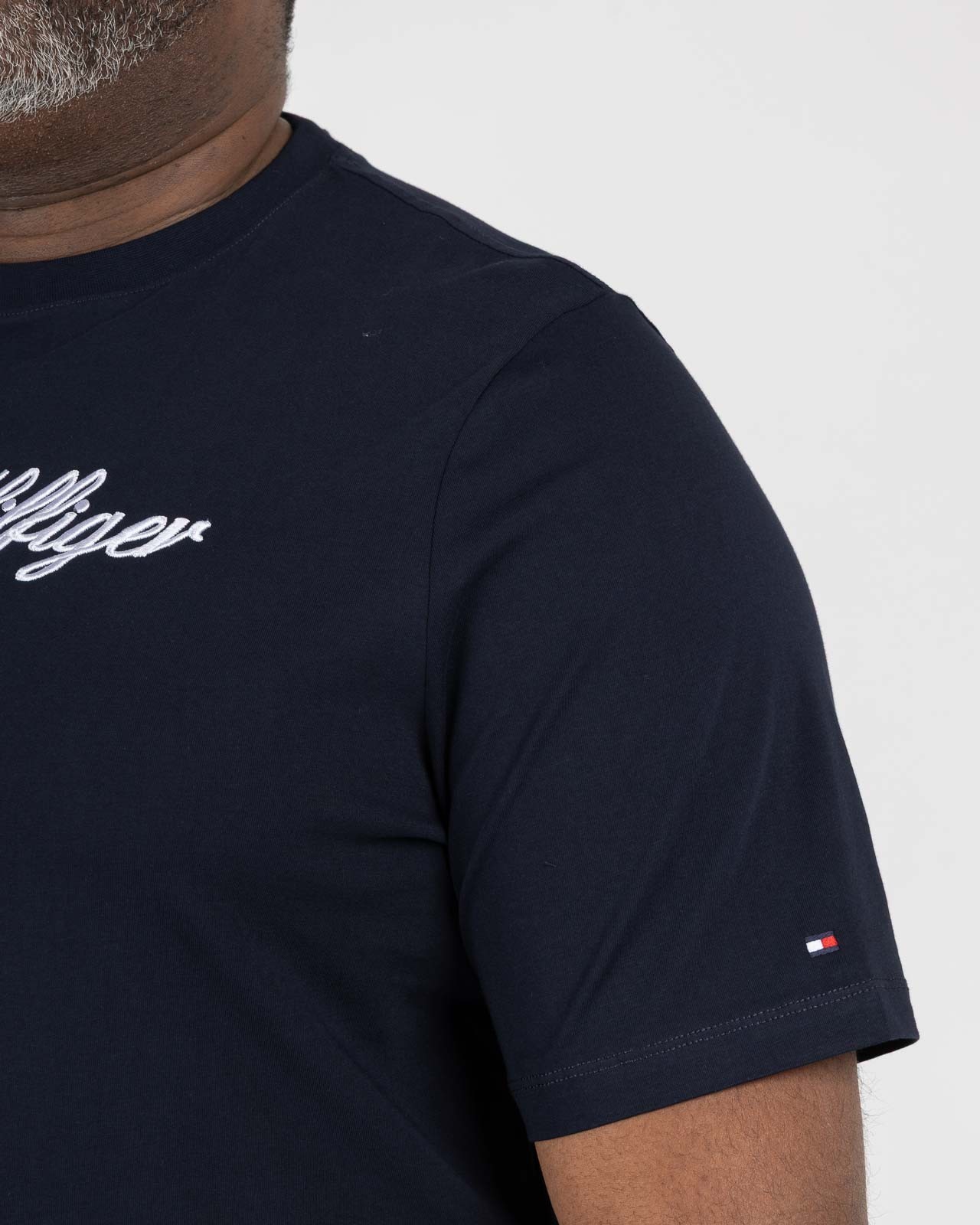 T-shirt col rond grande taille bleu marine