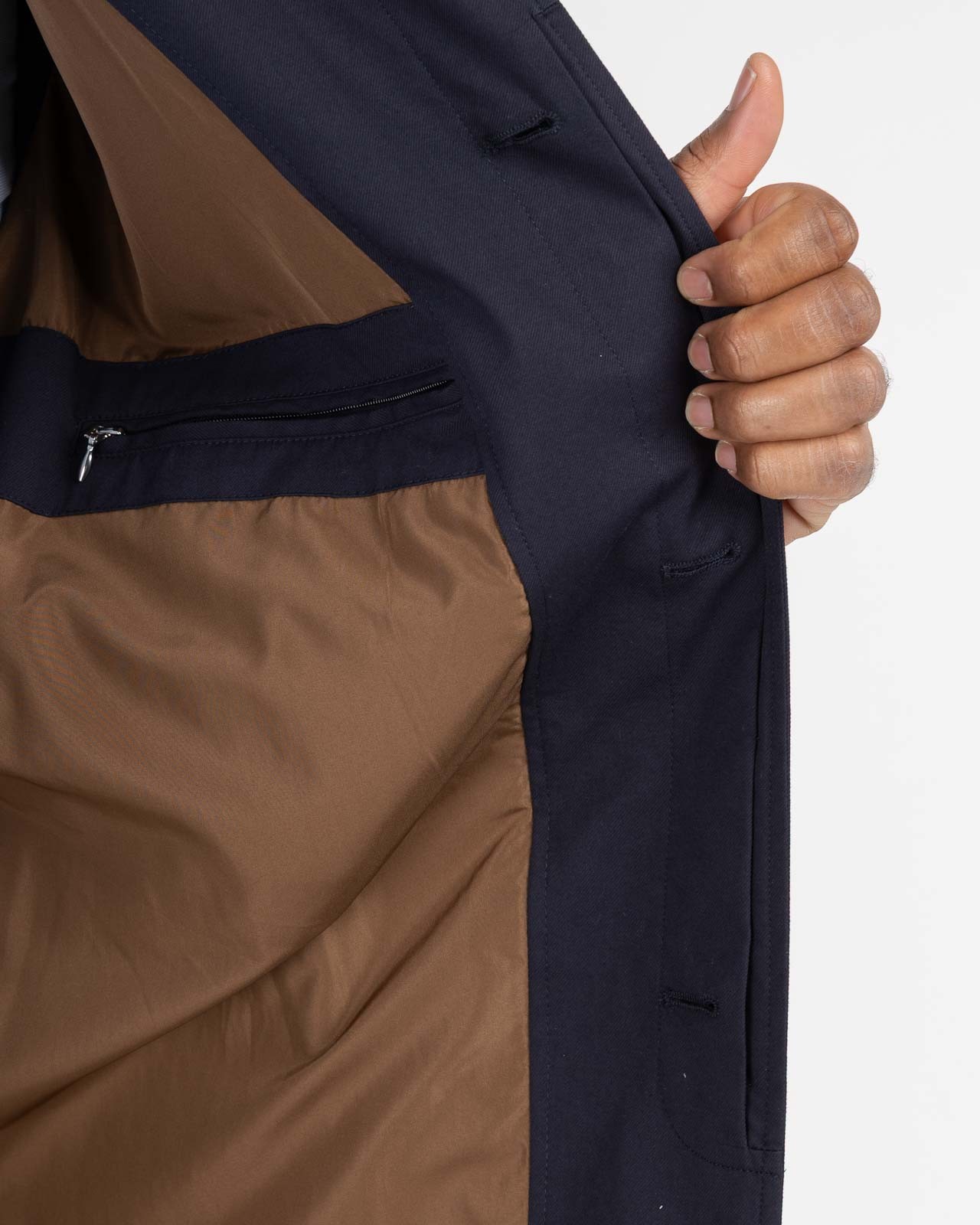 Imperméable long grande taille bleu marine