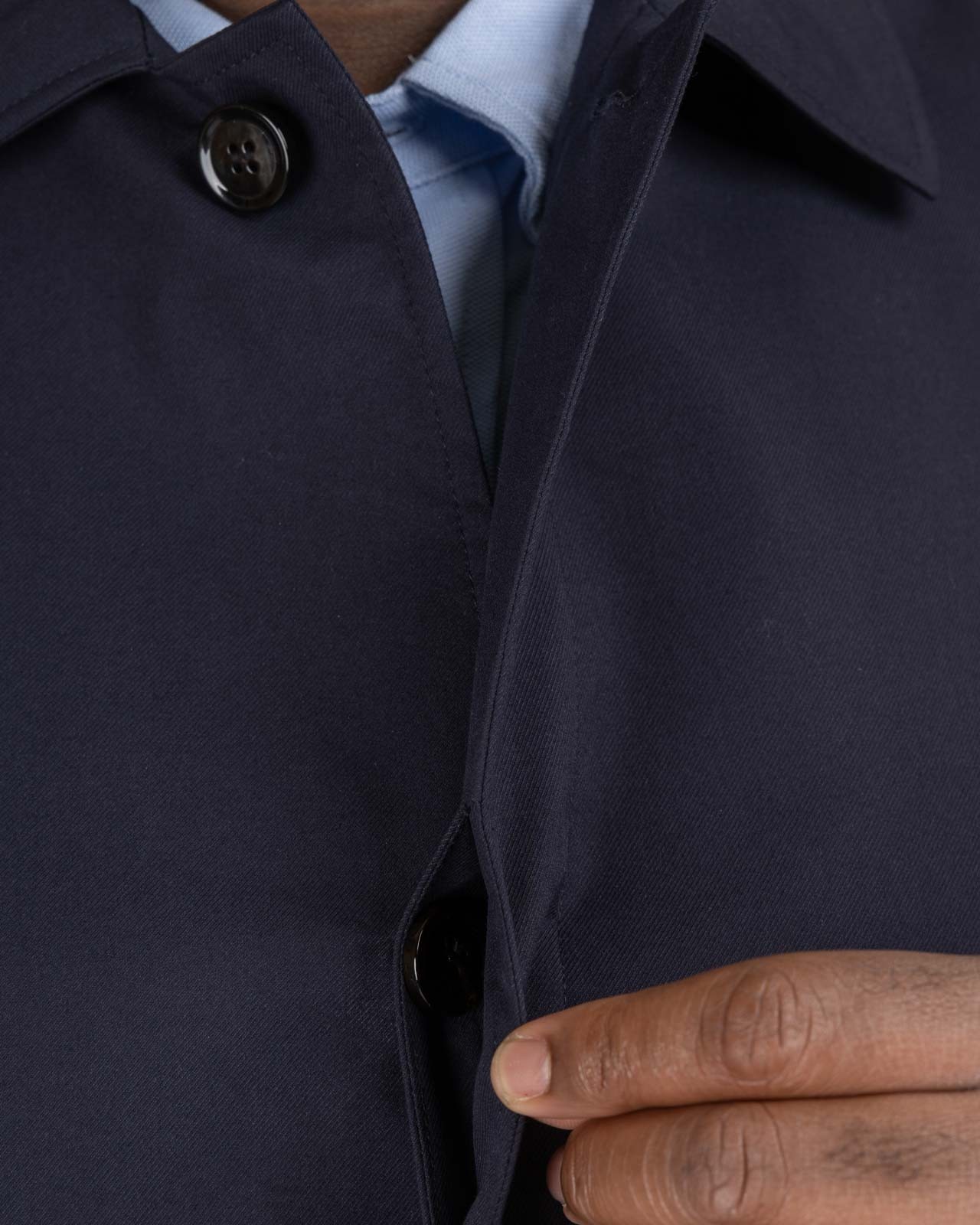 Imperméable long grande taille bleu marine