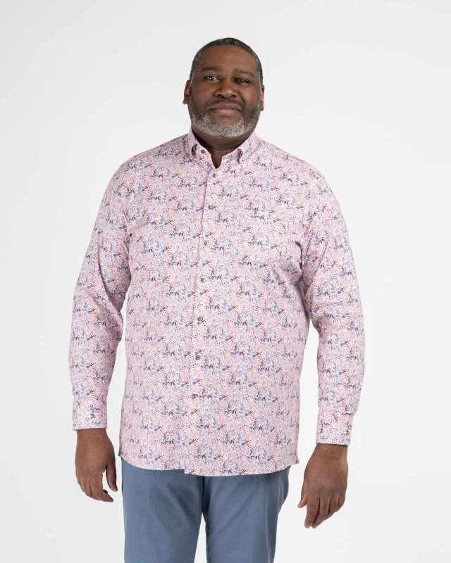 Chemise popeline à fleurs grande taille rose facile à repasser
