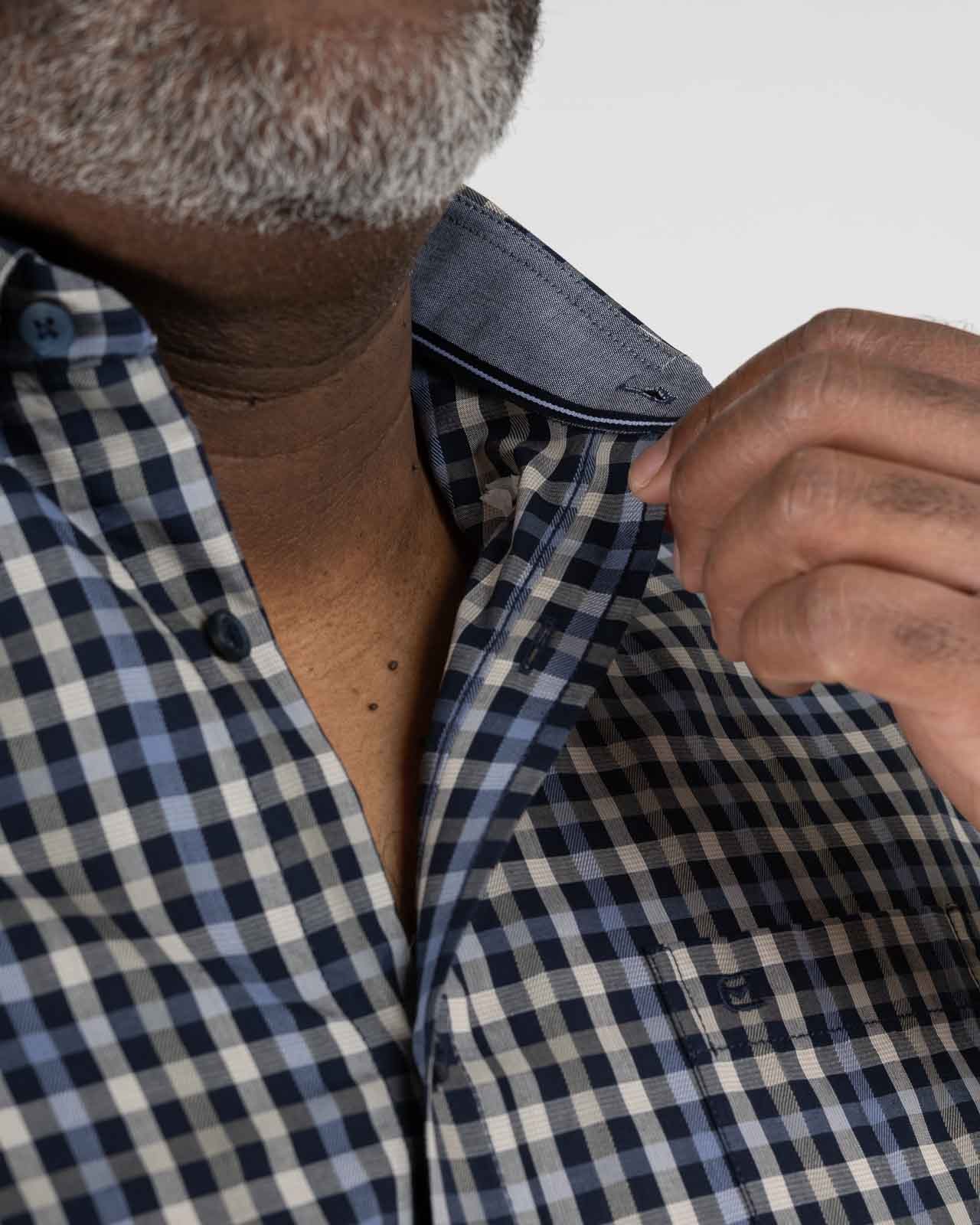 Chemisette à carreaux grande taille bleu marine