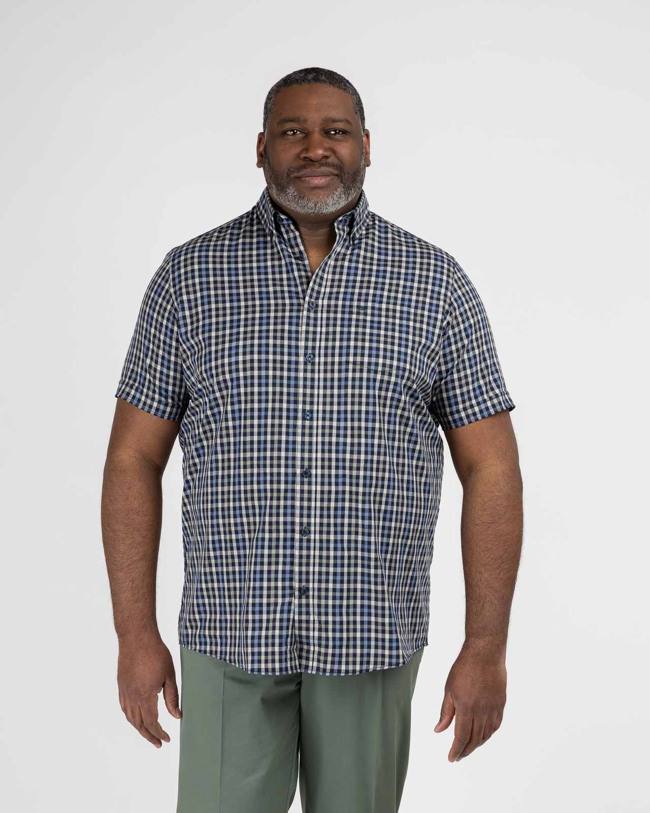 Chemisette à carreaux grande taille bleu marine