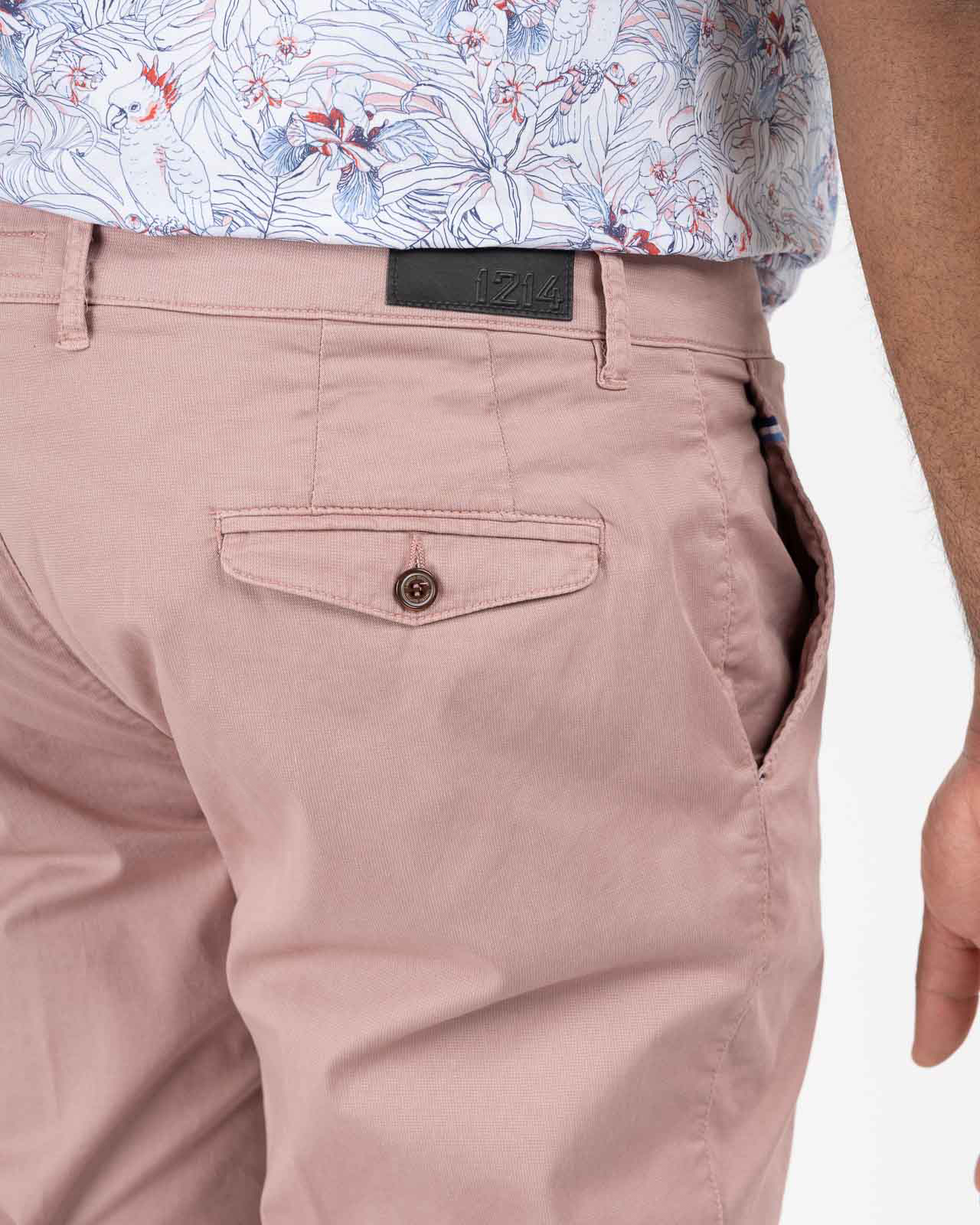 Pantalon chino dobby grande taille rose