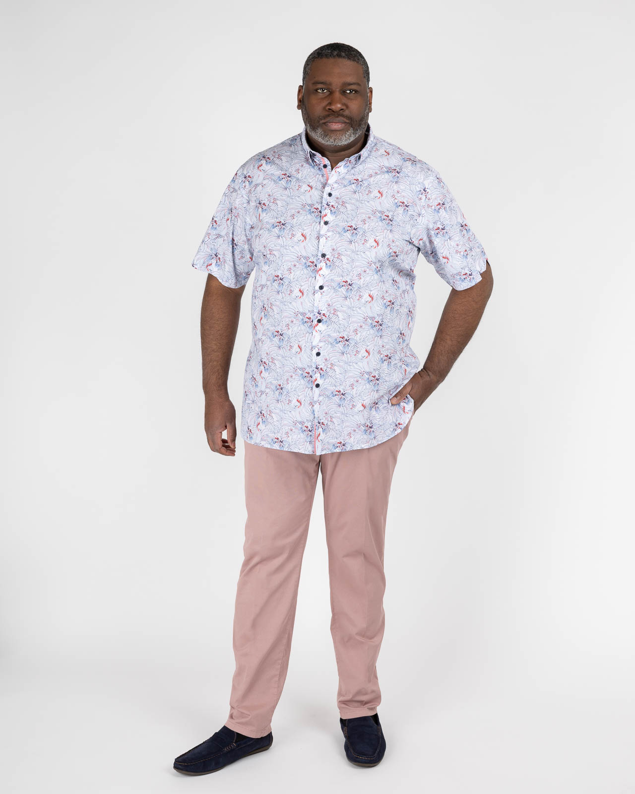 Pantalon chino dobby grande taille rose