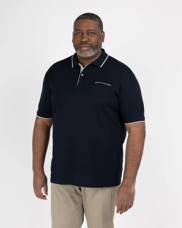 Polo jacquard grande taille bleu marine