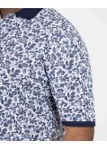 Polo piqué fleuri grande taille bleu indigo