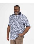 Polo piqué fleuri grande taille bleu indigo