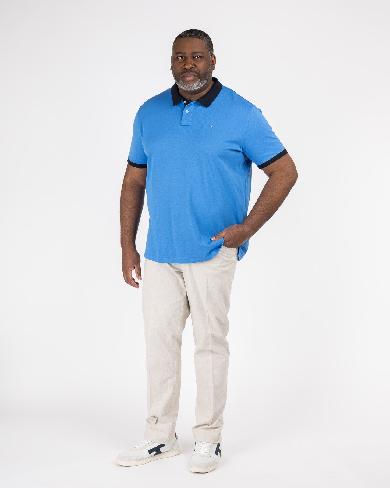 Polo piqué grande taille bleu