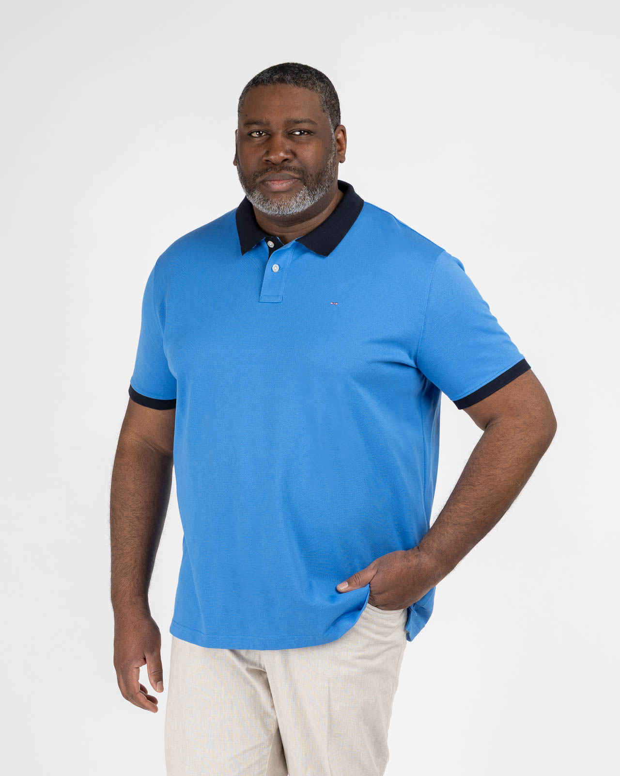 Polo piqué grande taille bleu