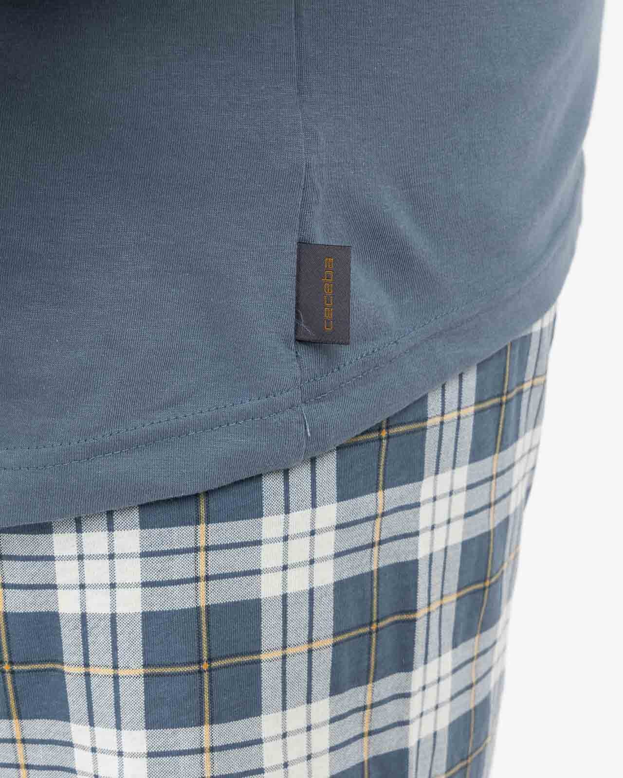 Pyjama short à carreaux grande taille bleu