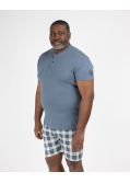 Pyjama short à carreaux grande taille bleu
