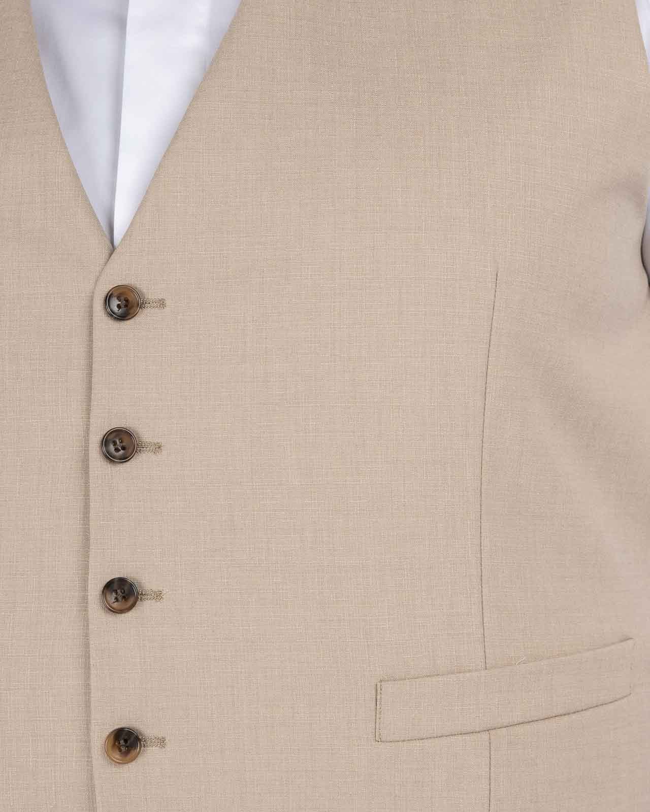 Gilet de costume flammé grande taille beige