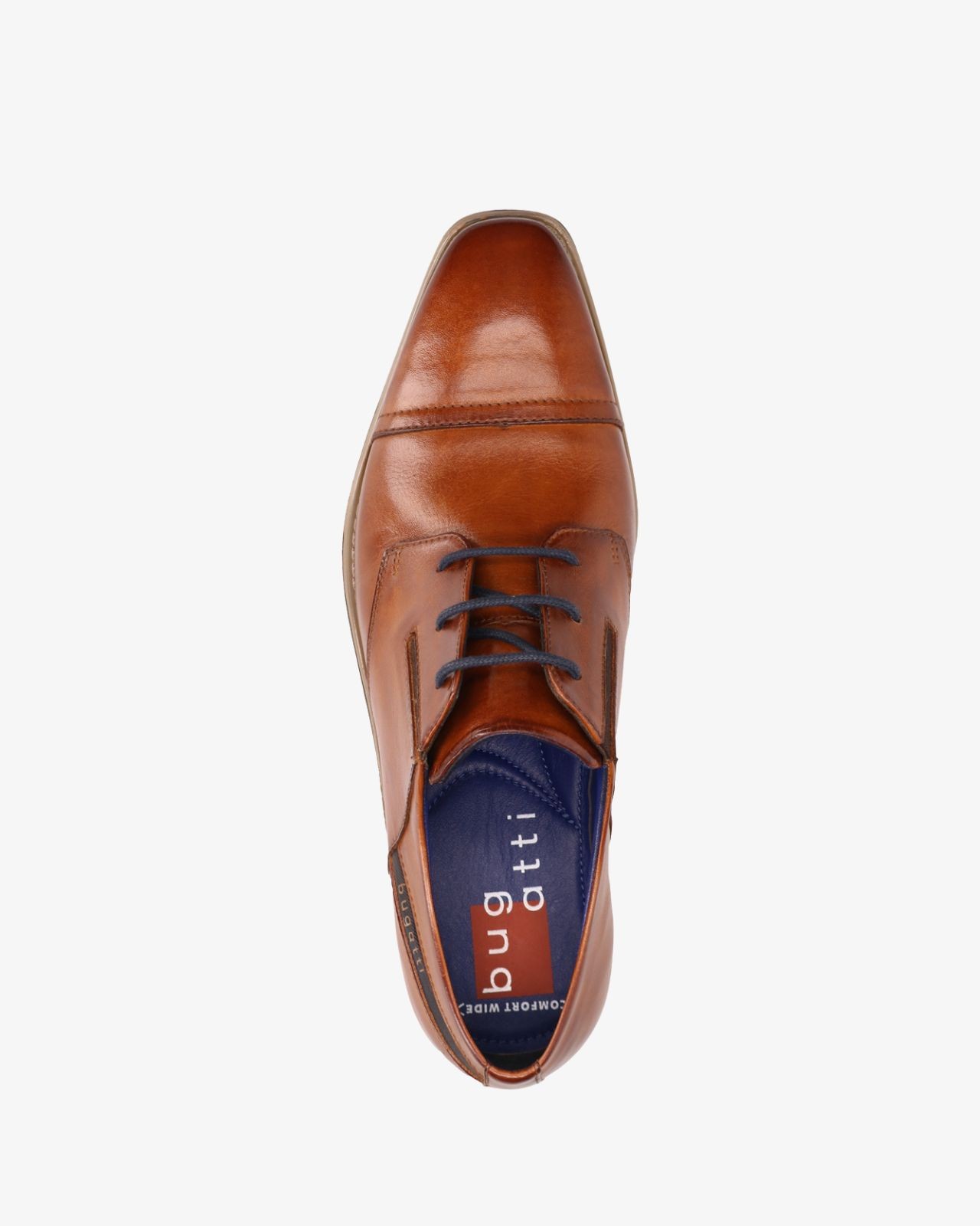 Chaussures en cuir pieds larges grande taille cognac