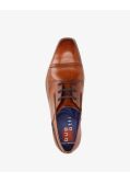 Chaussures en cuir pieds larges grande taille cognac