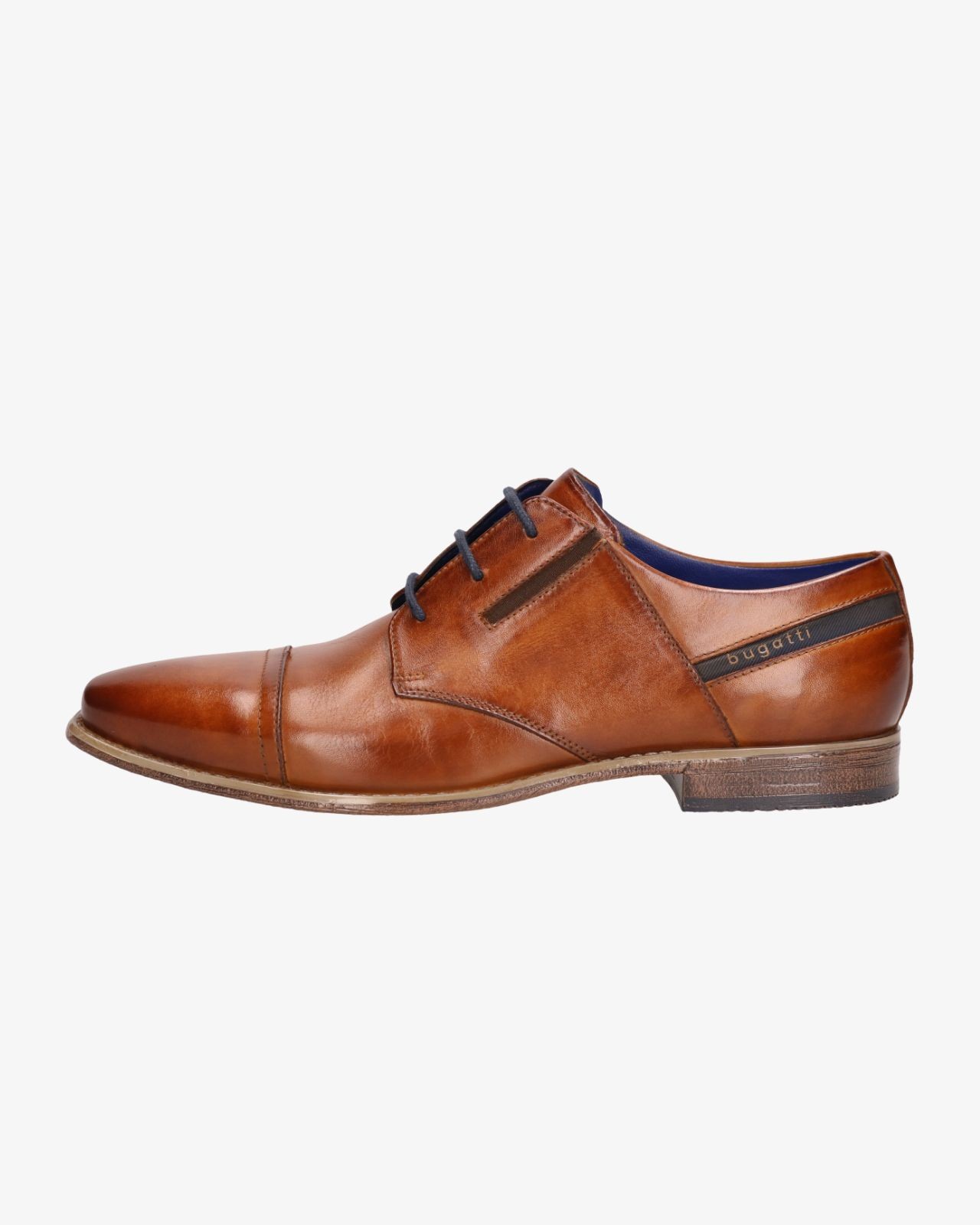 Chaussures en cuir pieds larges grande taille cognac