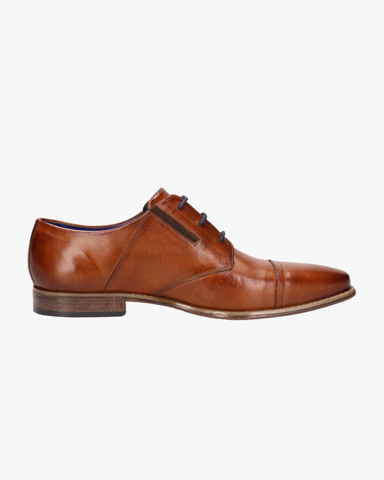 Chaussures en cuir pieds larges grande taille cognac