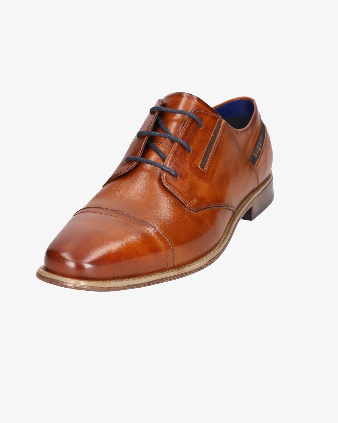 Chaussures en cuir pieds larges grande taille cognac