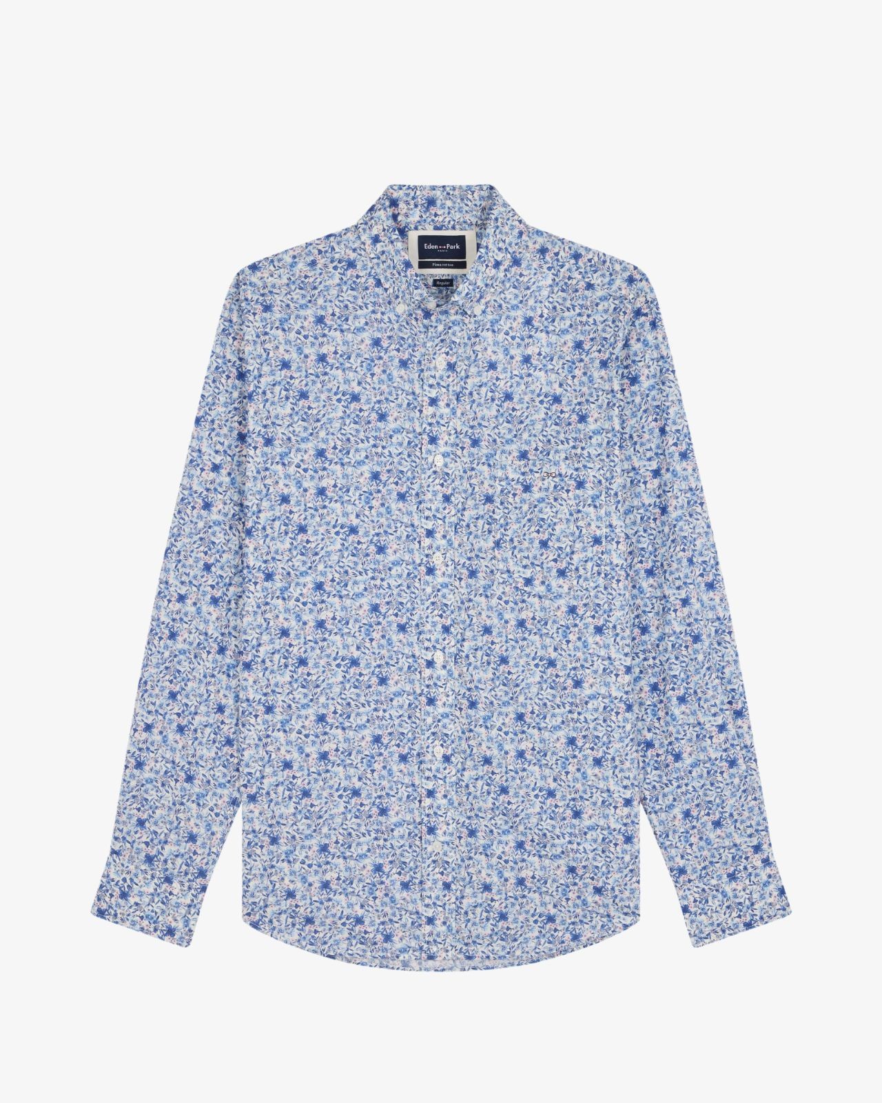 Chemise à fleurs grande taille bleu ciel