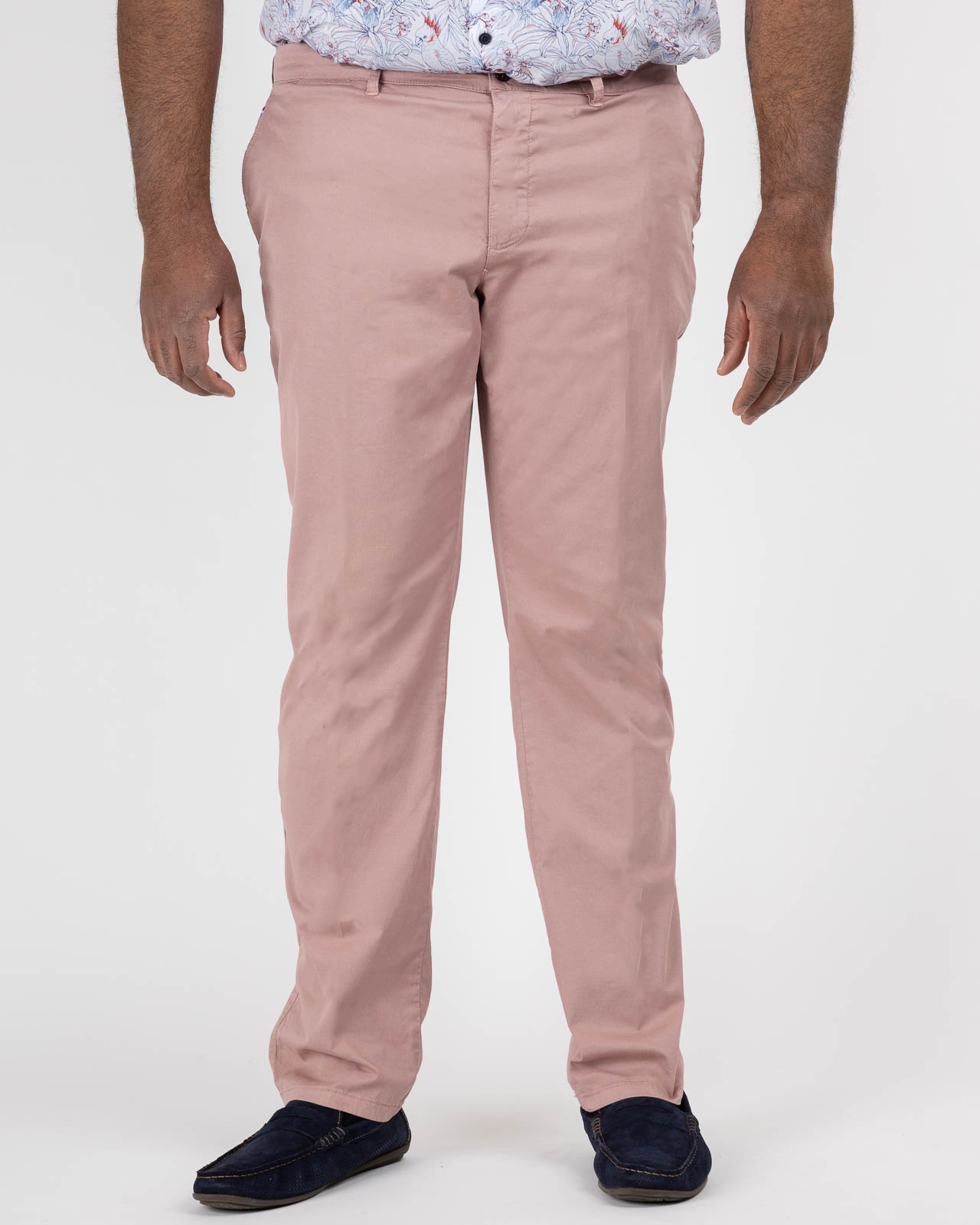 Pantalon chino dobby grande taille rose