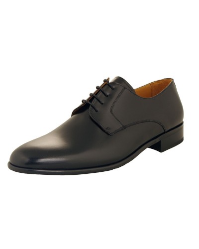 Chaussures derby noires Pieds Larges : grande taille jusqu'au 49