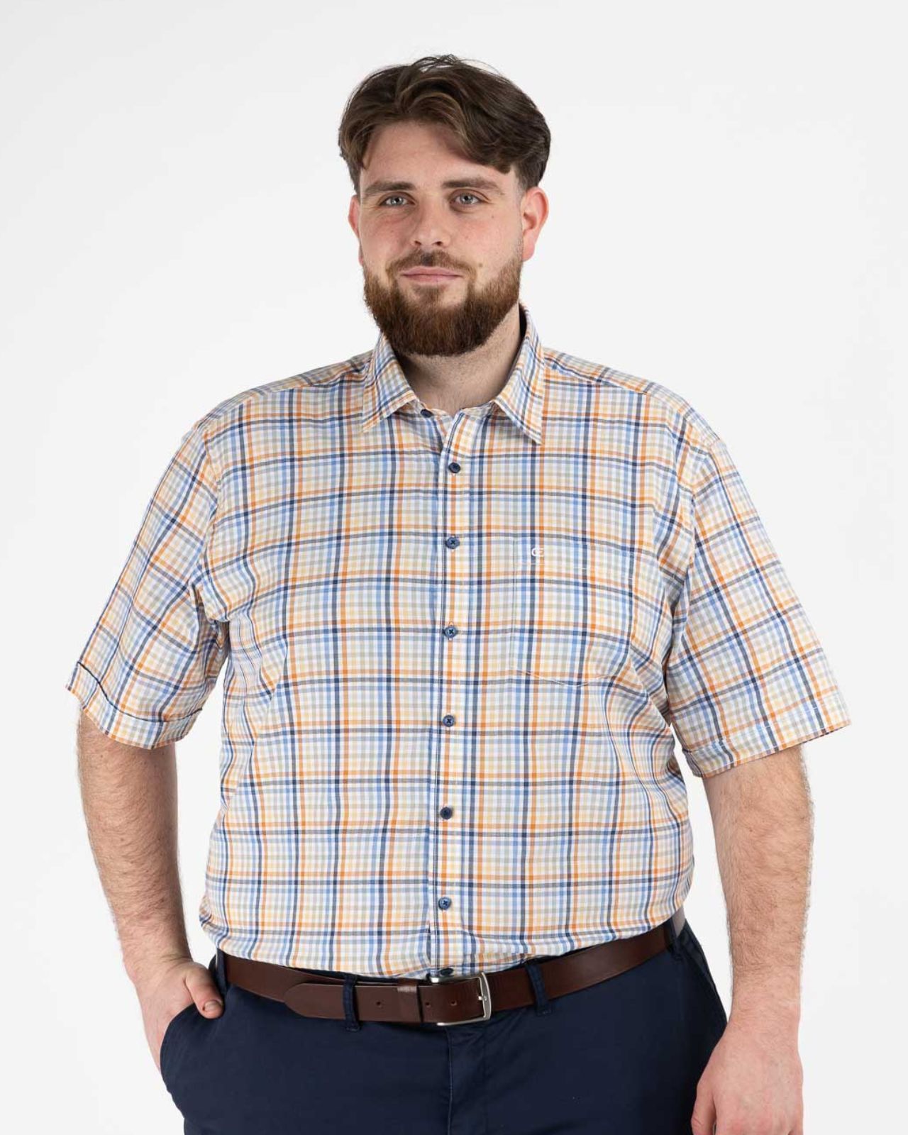 Chemisette à petits carreaux grande taille orange