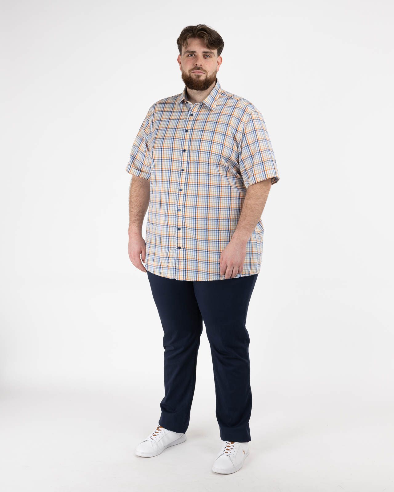 Chemisette à petits carreaux grande taille orange