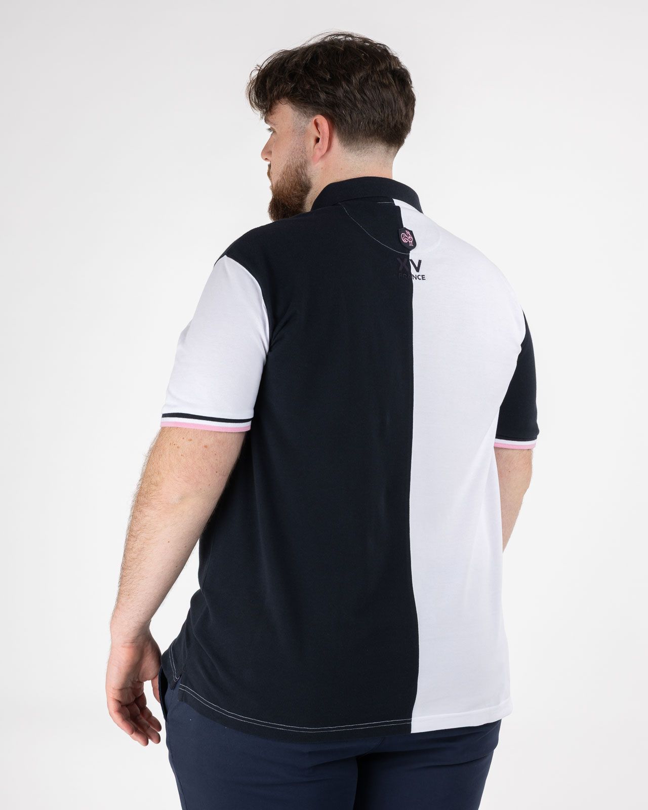 Polo piqué bicolore grande taille bleu marine