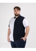 Polo piqué bicolore grande taille bleu marine