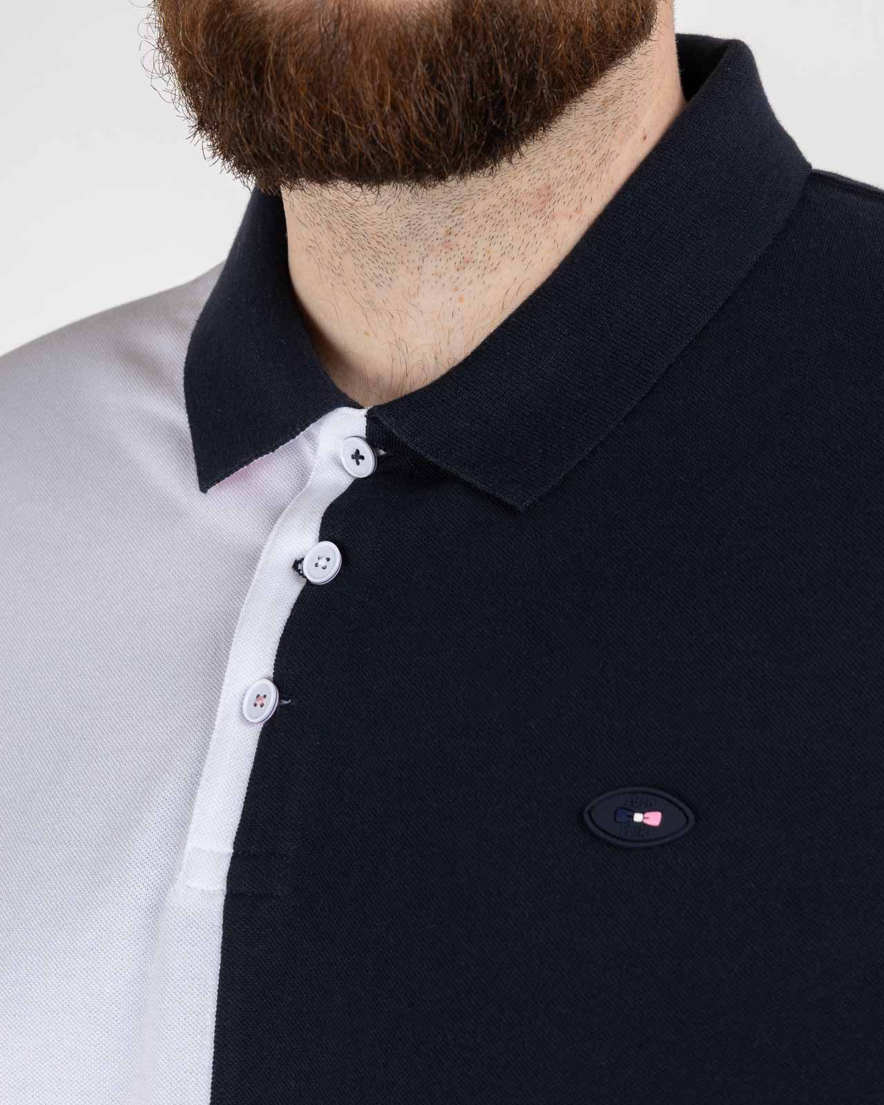Polo piqué bicolore grande taille bleu marine