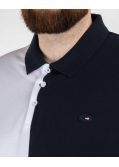 Polo piqué bicolore grande taille bleu marine