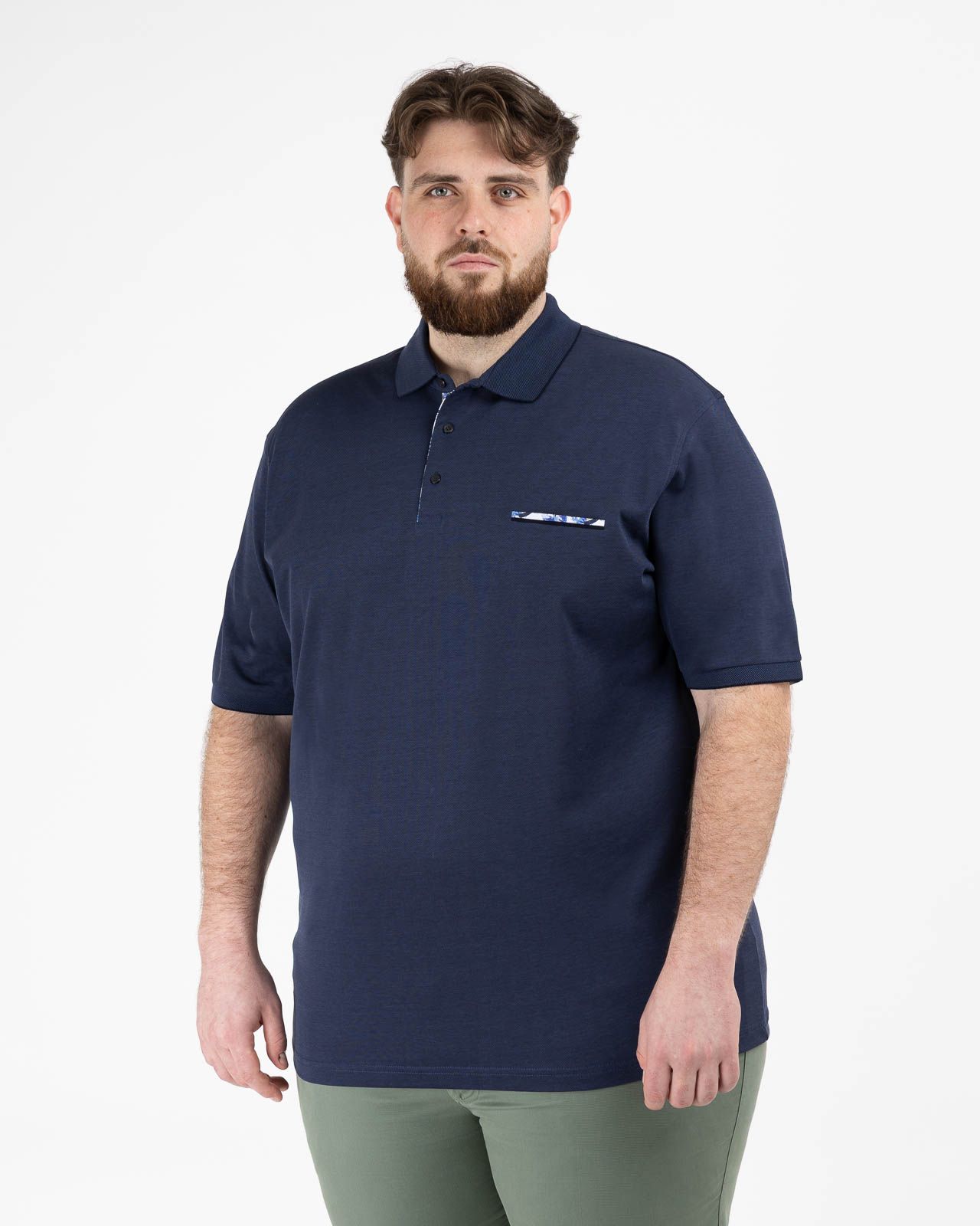 Polo piqué mercerisé grande taille bleu indigo
