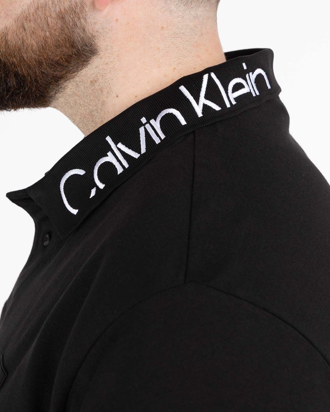 Polo jacquard grande taille noir