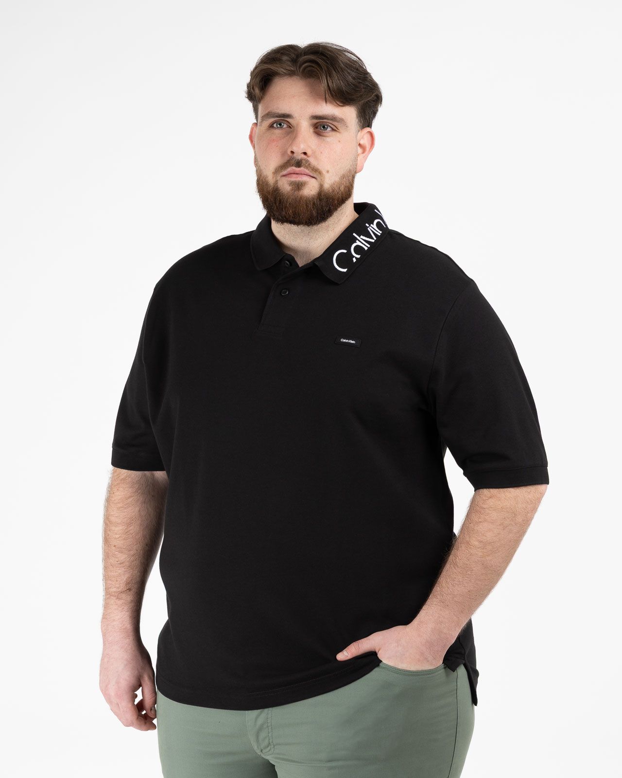 Polo jacquard grande taille noir
