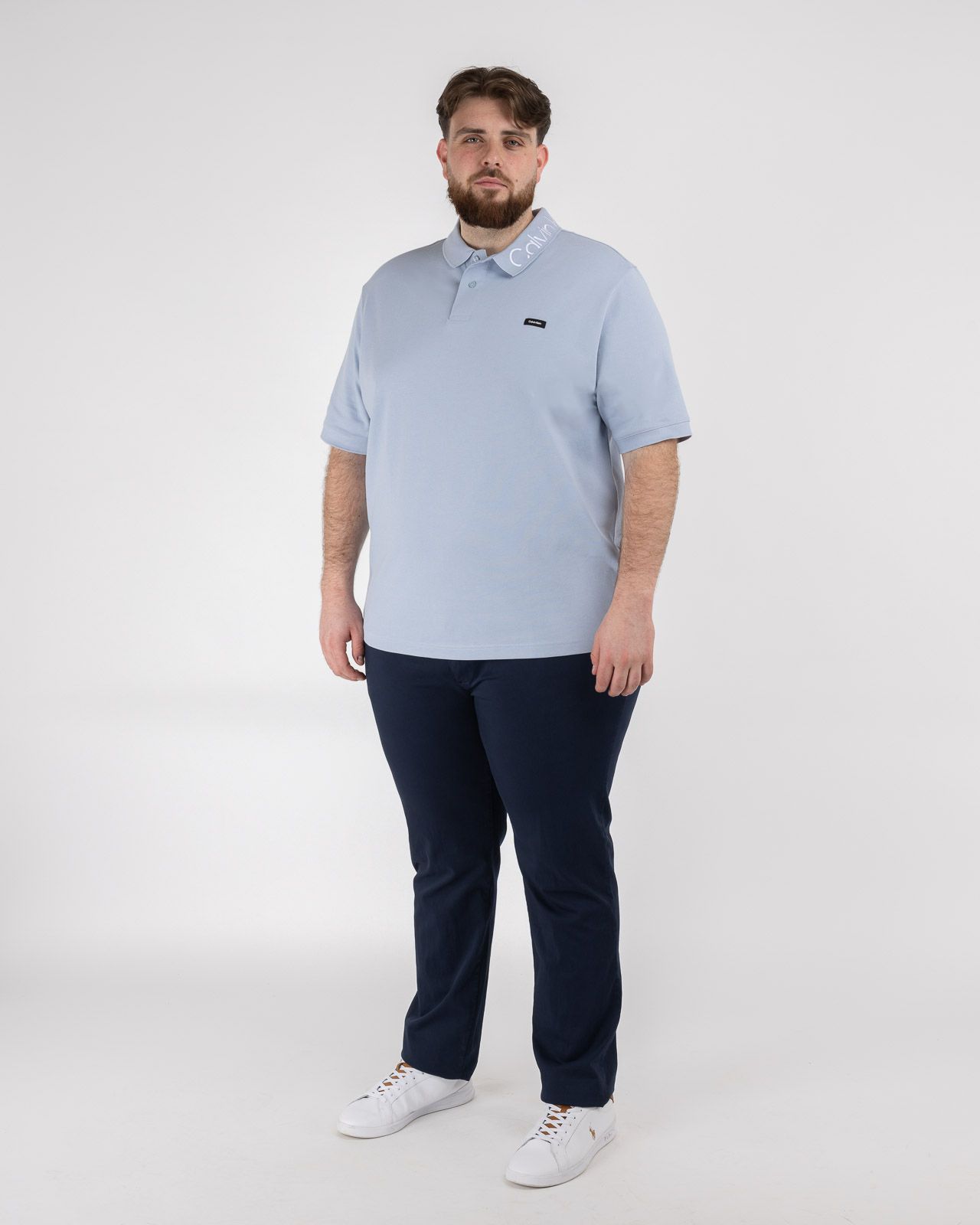 Polo jacquard grande taille bleu clair