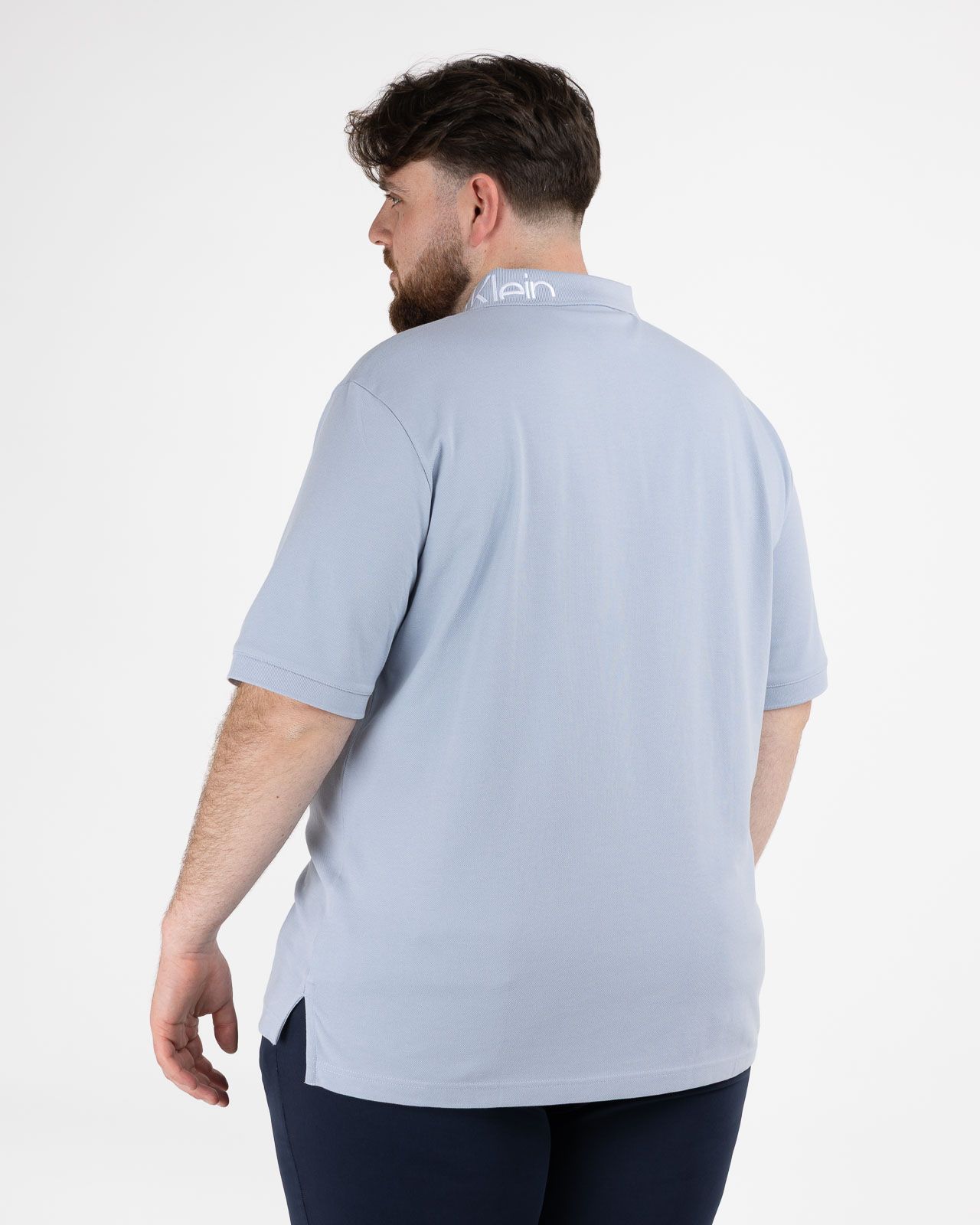 Polo jacquard grande taille bleu clair