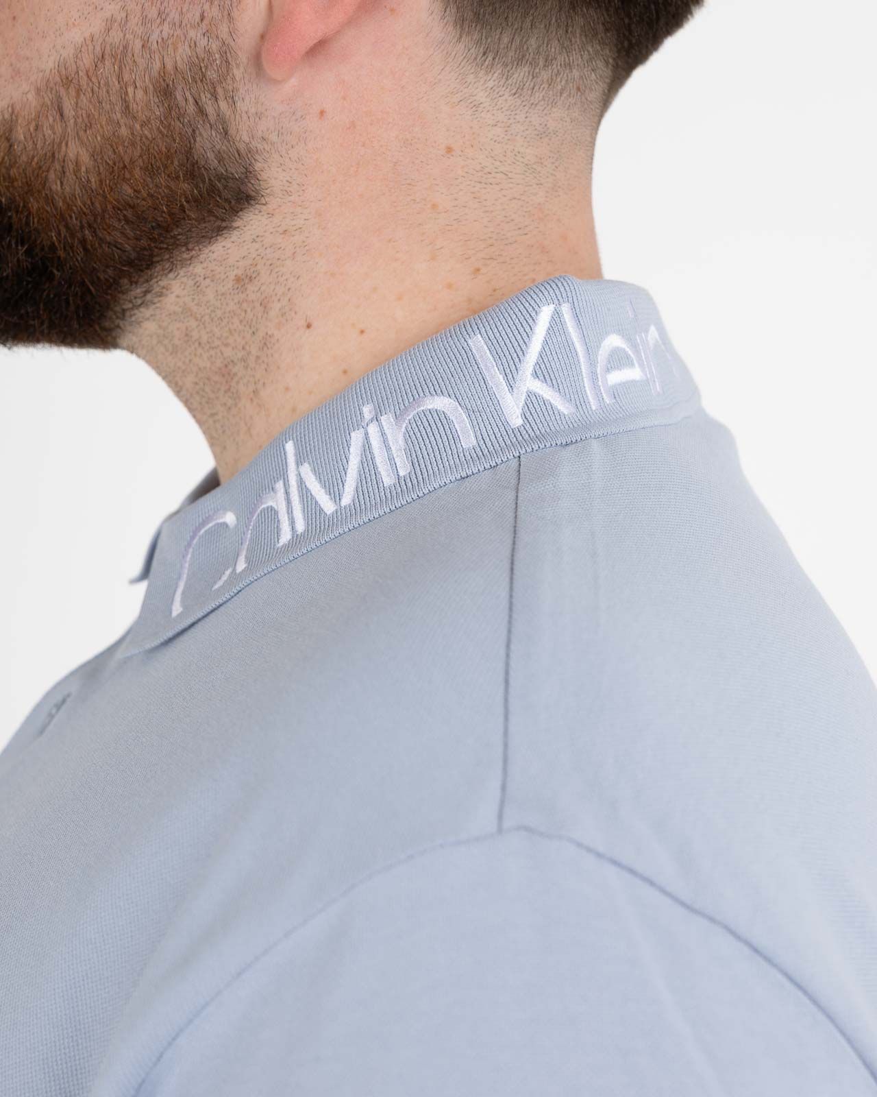 Polo jacquard grande taille bleu clair