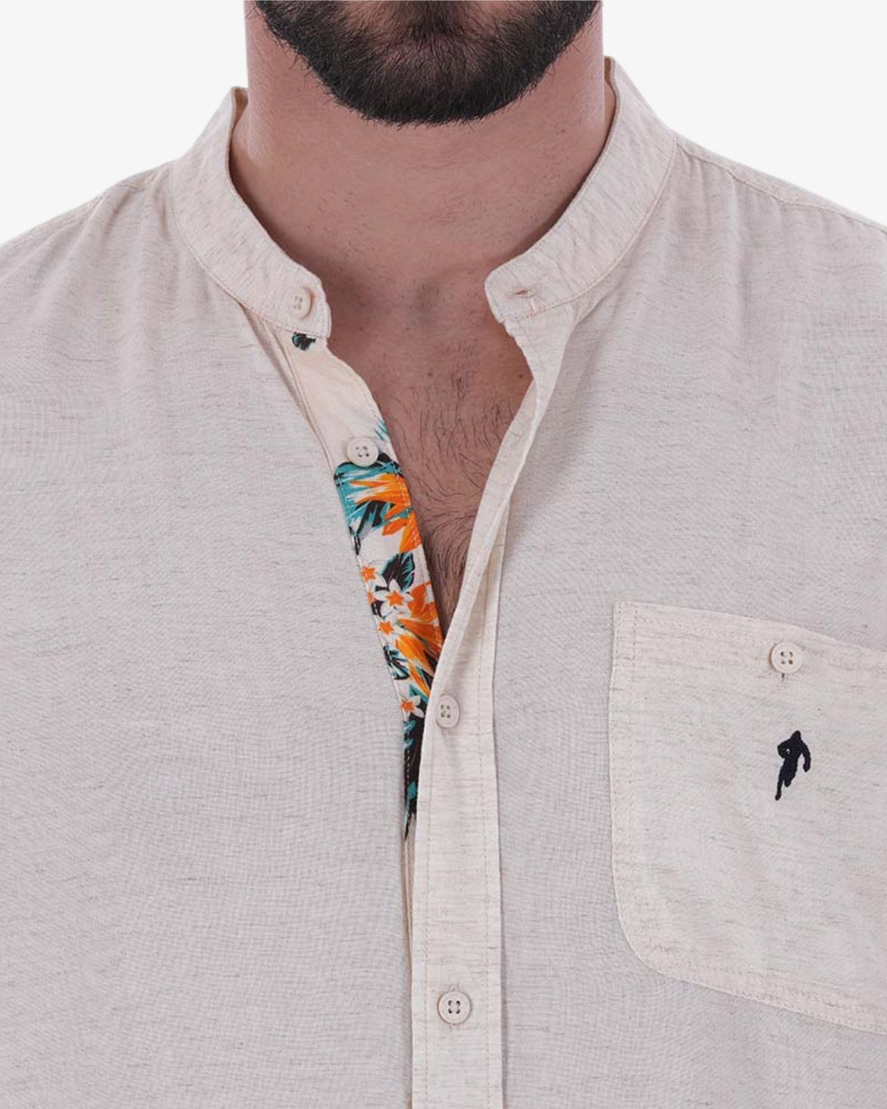 Chemisette col mao en lin grande taille beige