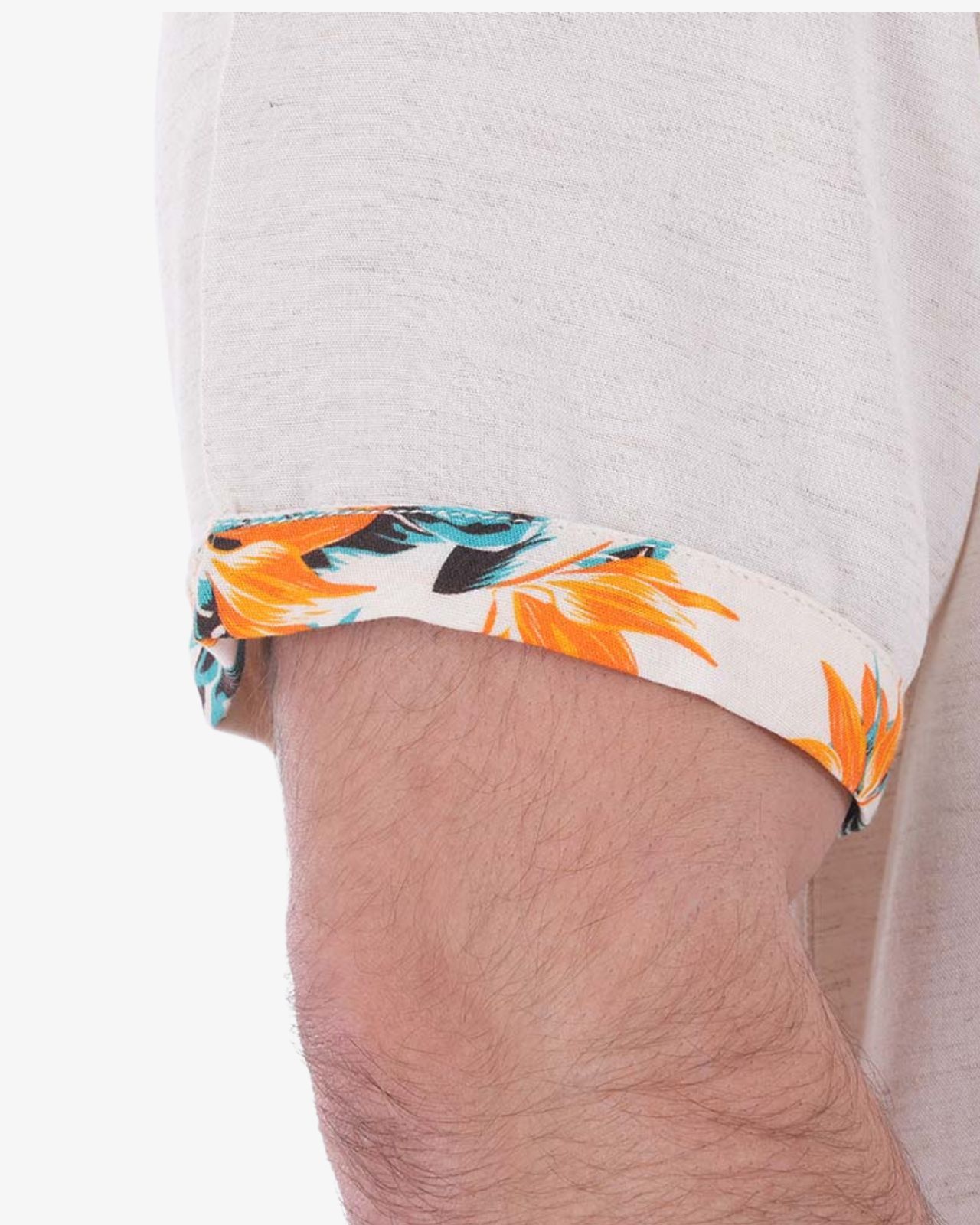 Chemisette col mao en lin grande taille beige