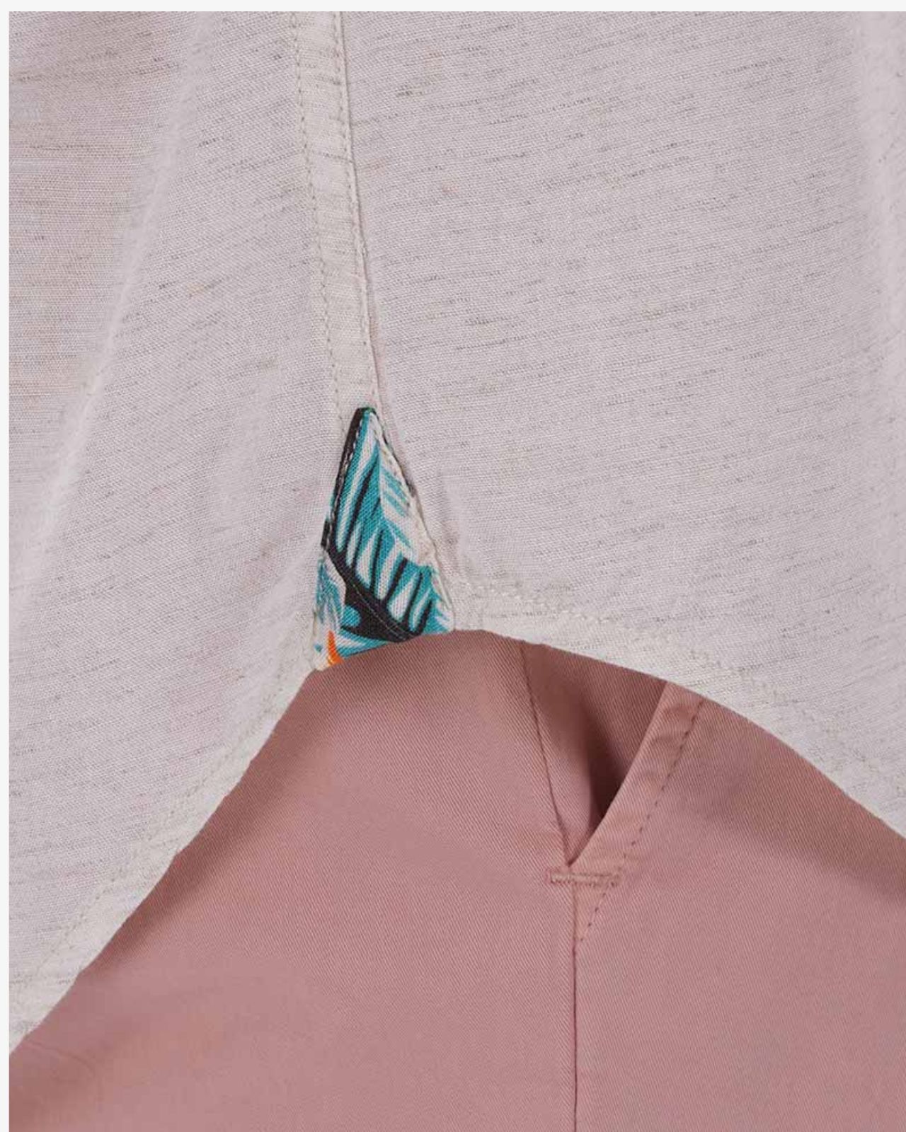 Chemisette col mao en lin grande taille beige