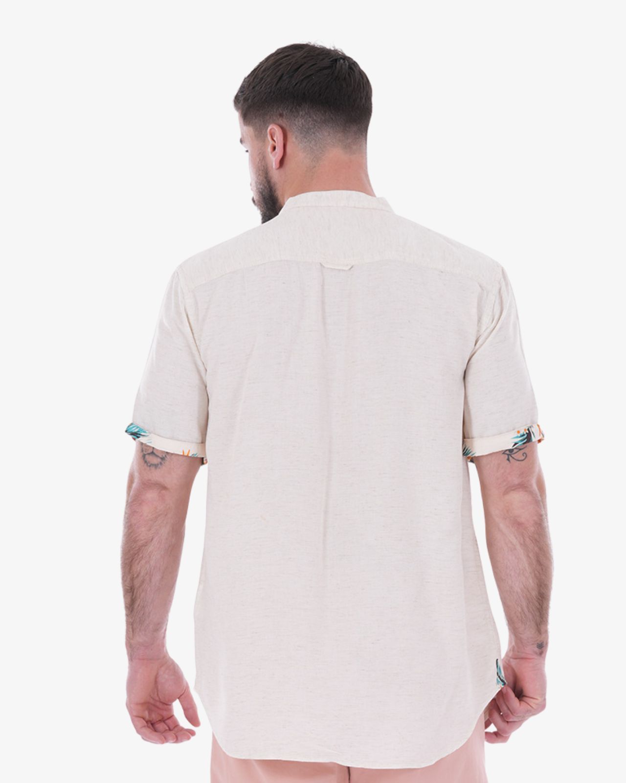 Chemisette col mao en lin grande taille beige