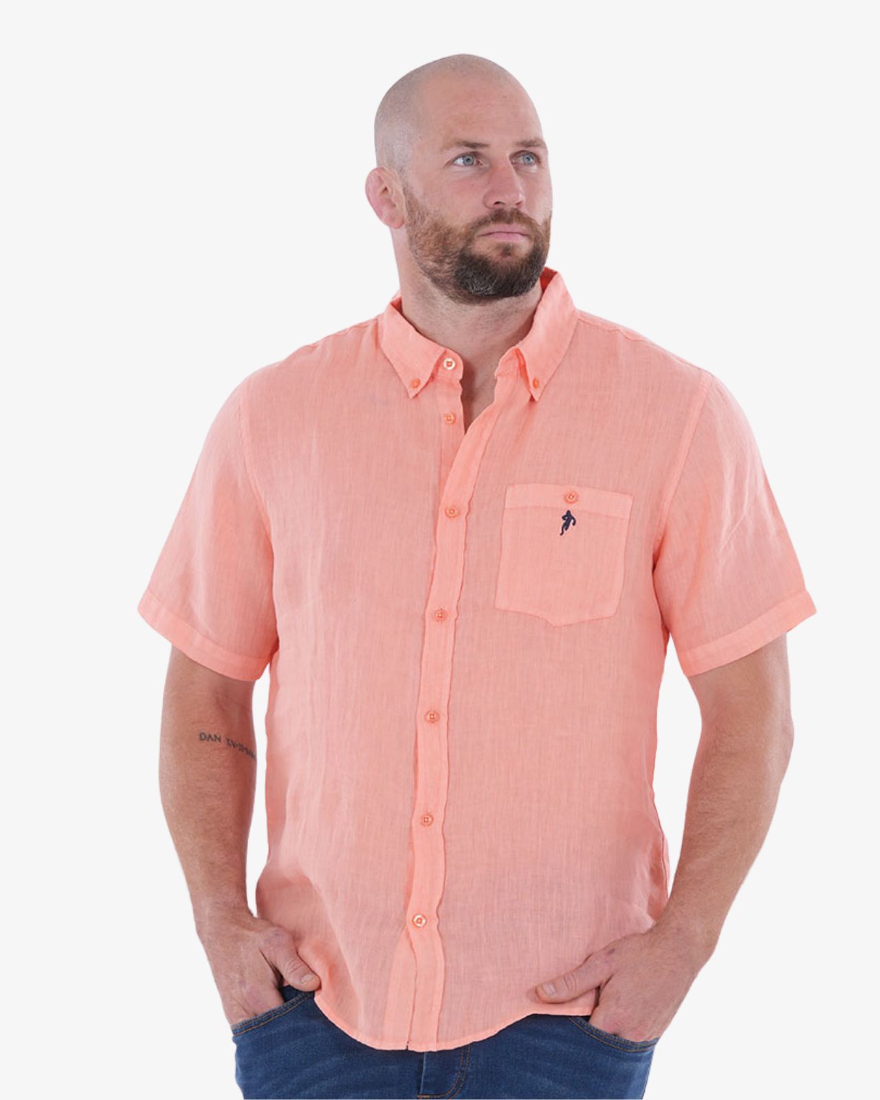 Chemisette en lin grande taille corail