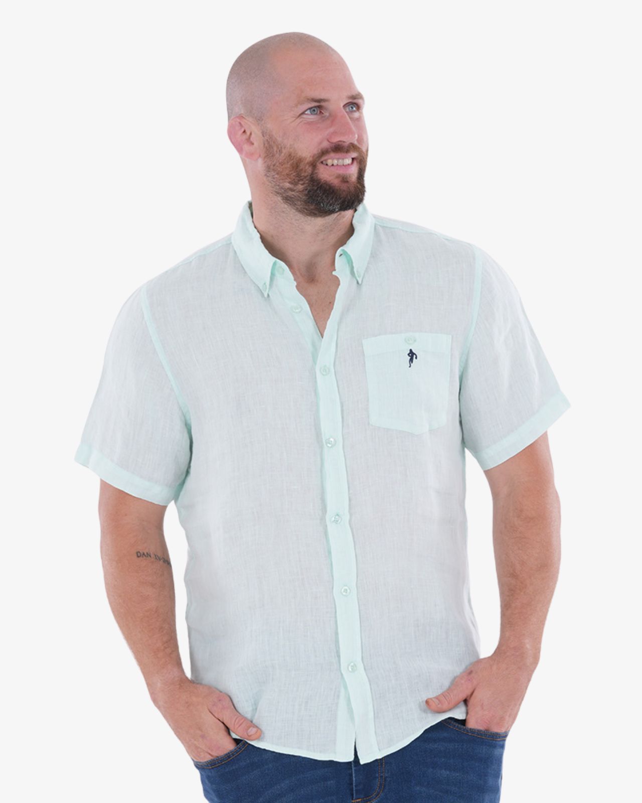 Chemisette en lin grande taille vert aqua