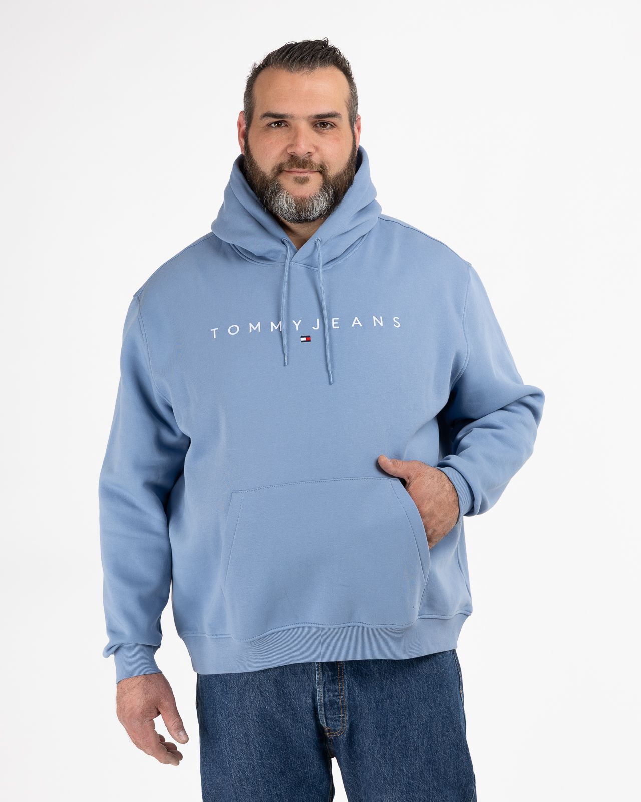 Sweat à capuche grande taille bleu