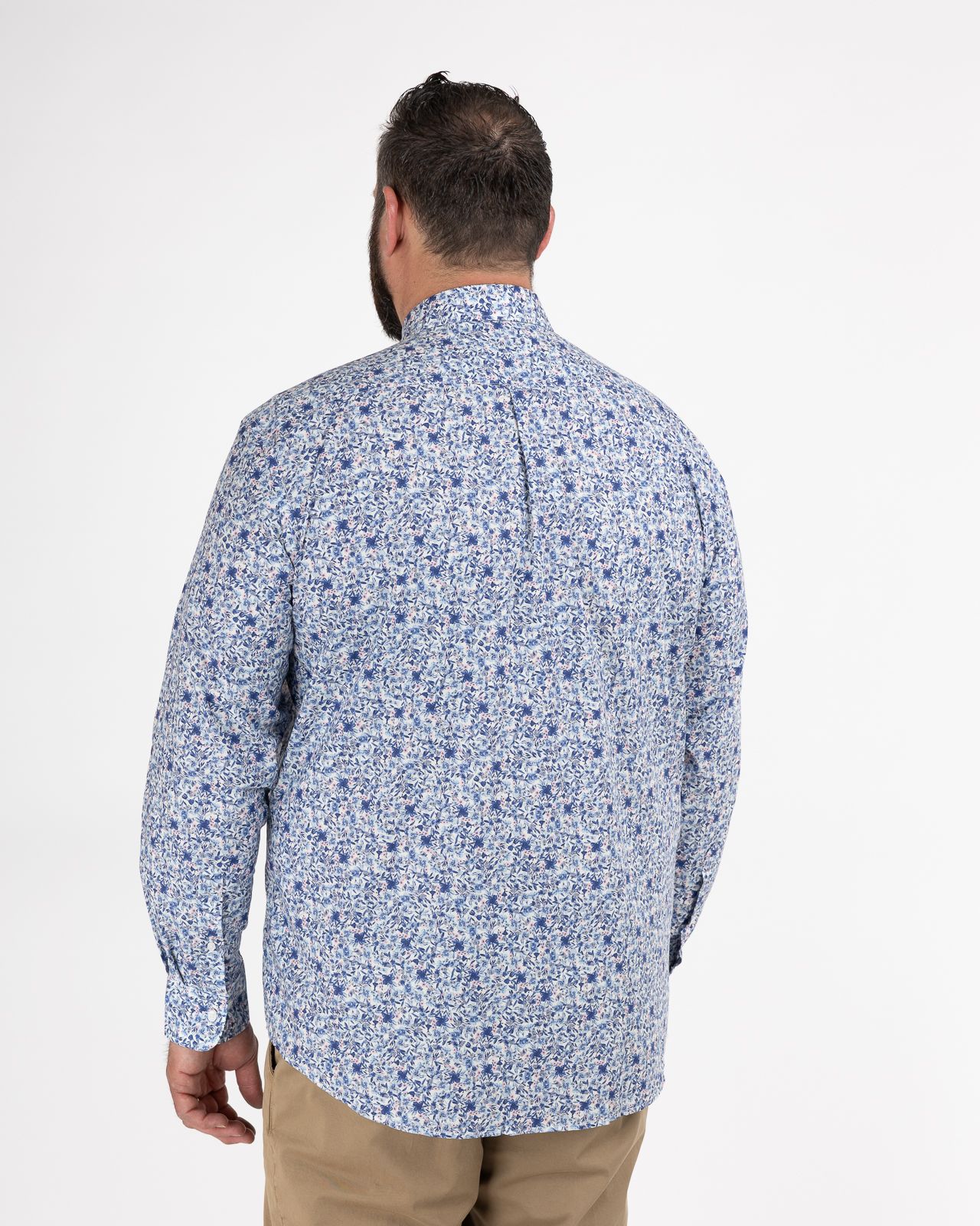 Chemise à fleurs grande taille bleu ciel