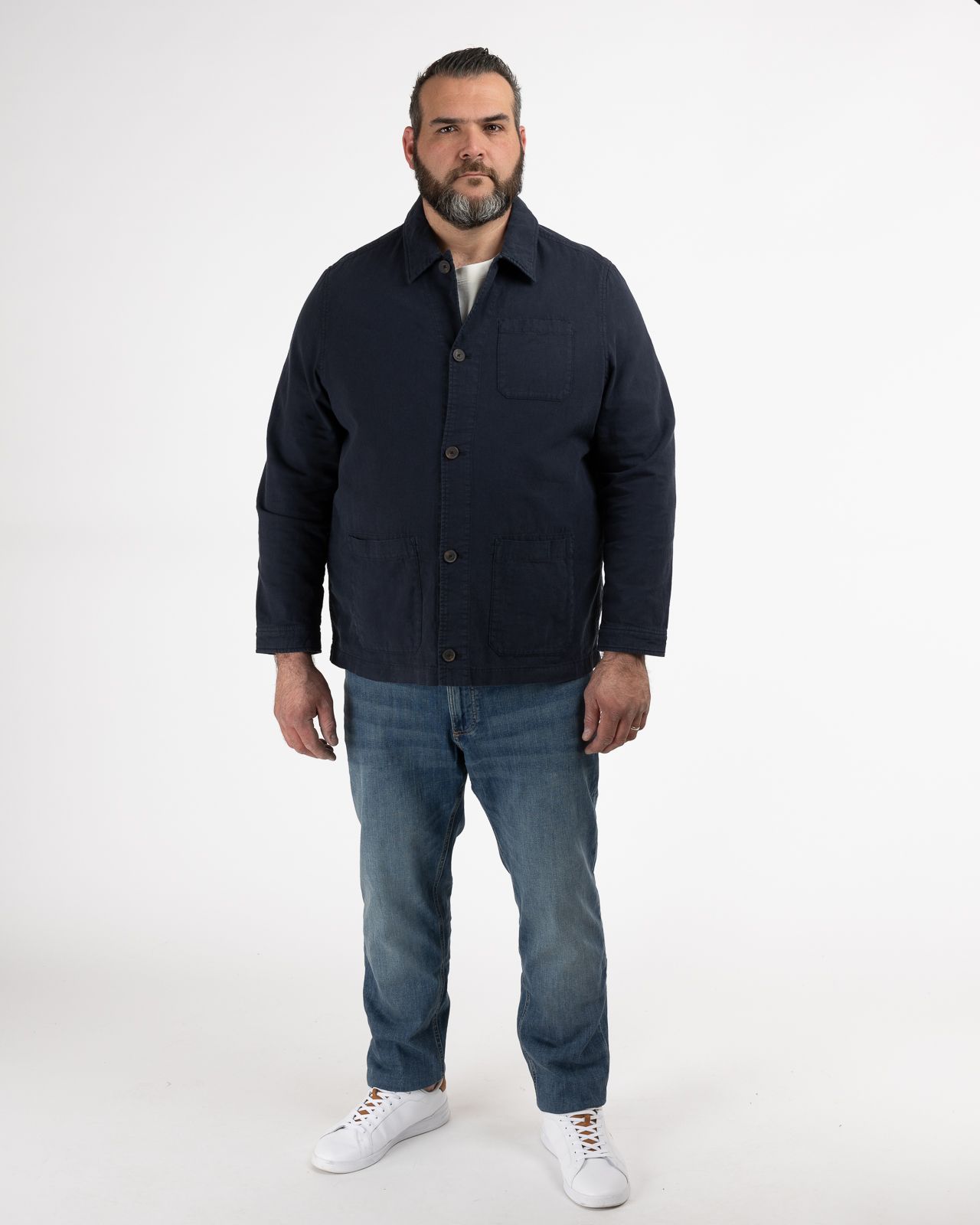 Surchemise en coton lin grande taille bleu marine