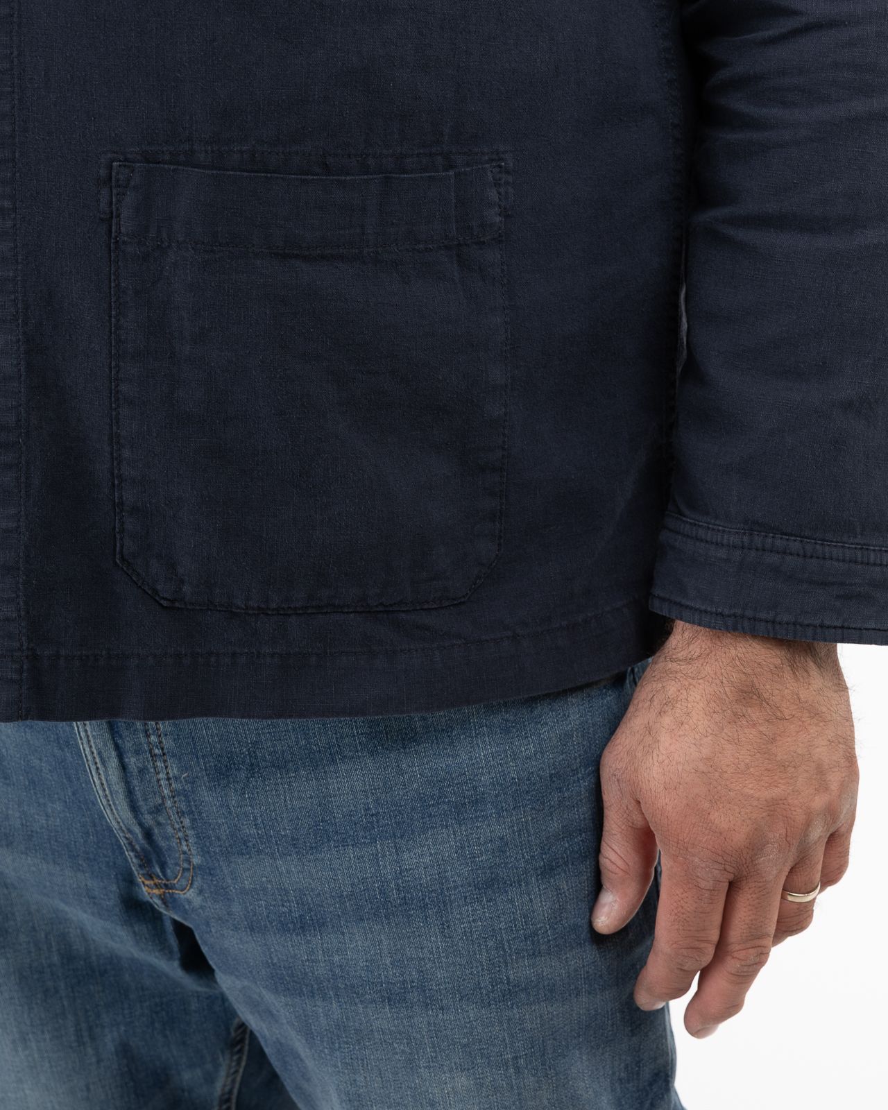 Surchemise en coton lin grande taille bleu marine