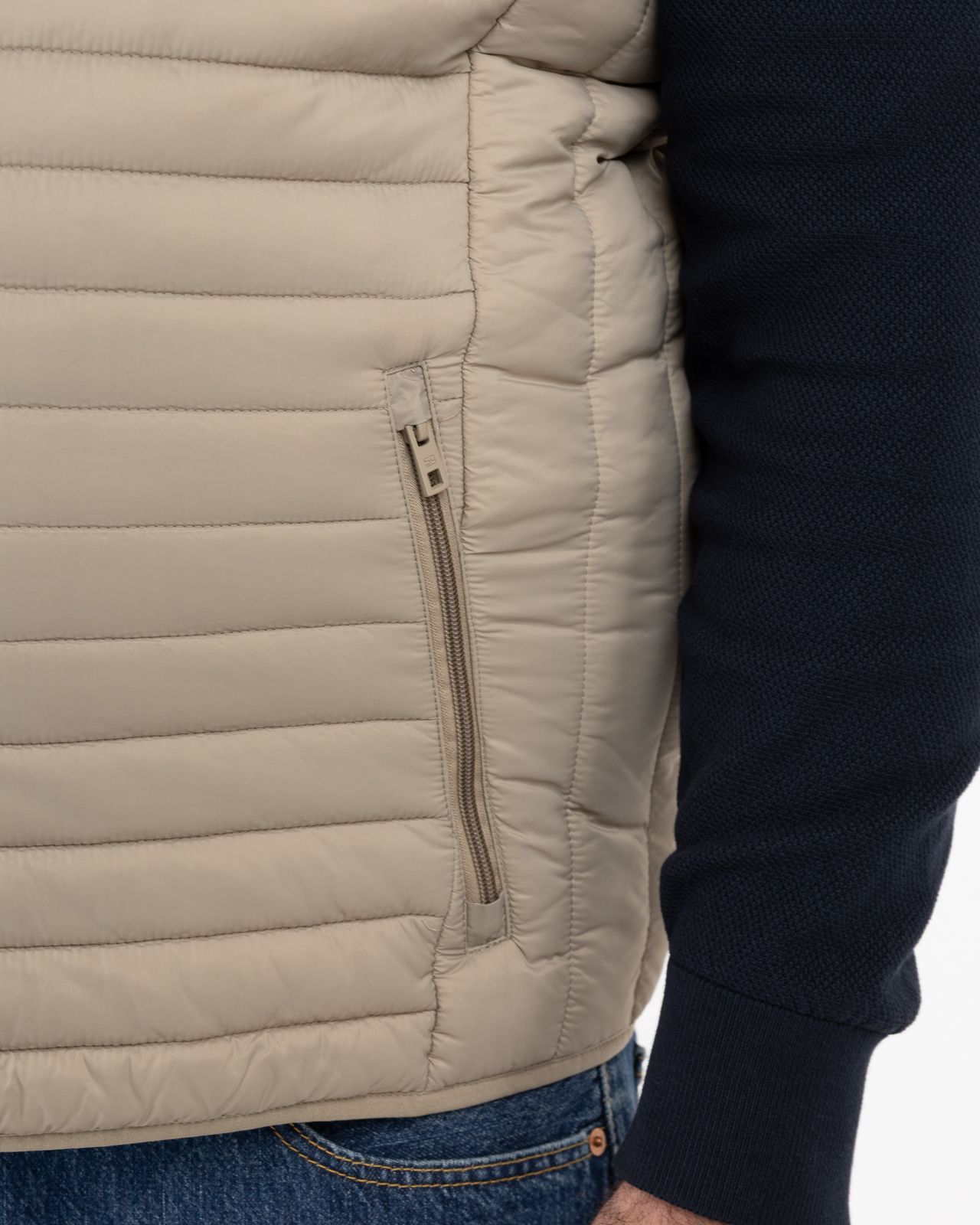 Doudoune sans manches légère grande taille beige