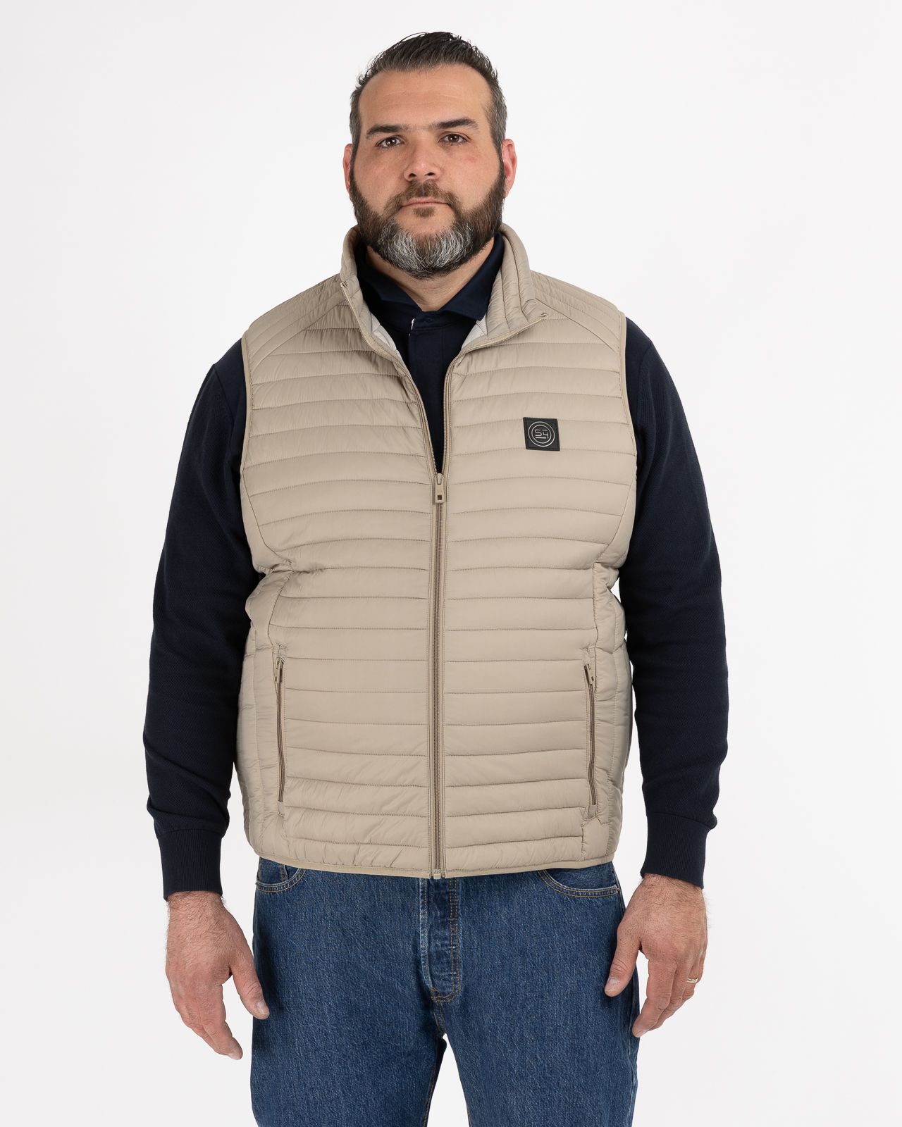 Doudoune sans manches légère grande taille beige