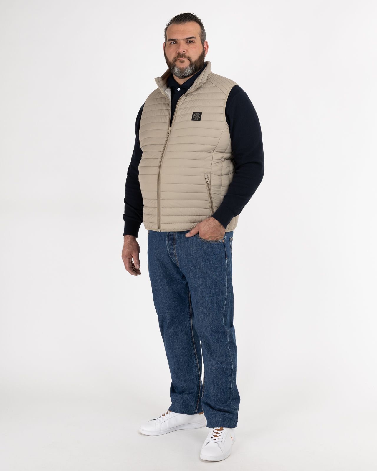 Doudoune sans manches légère grande taille beige