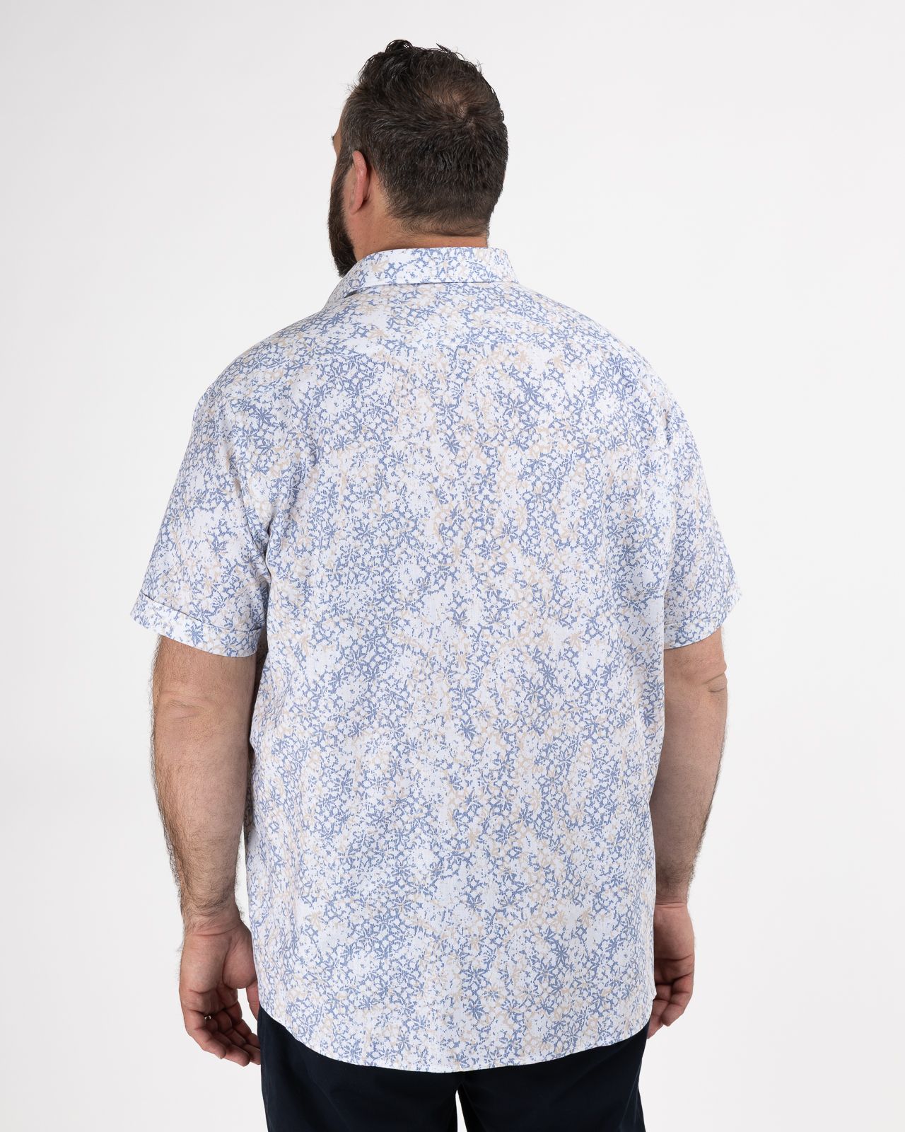 Chemisette fantaisie grande taille bleu indigo facile à repasser